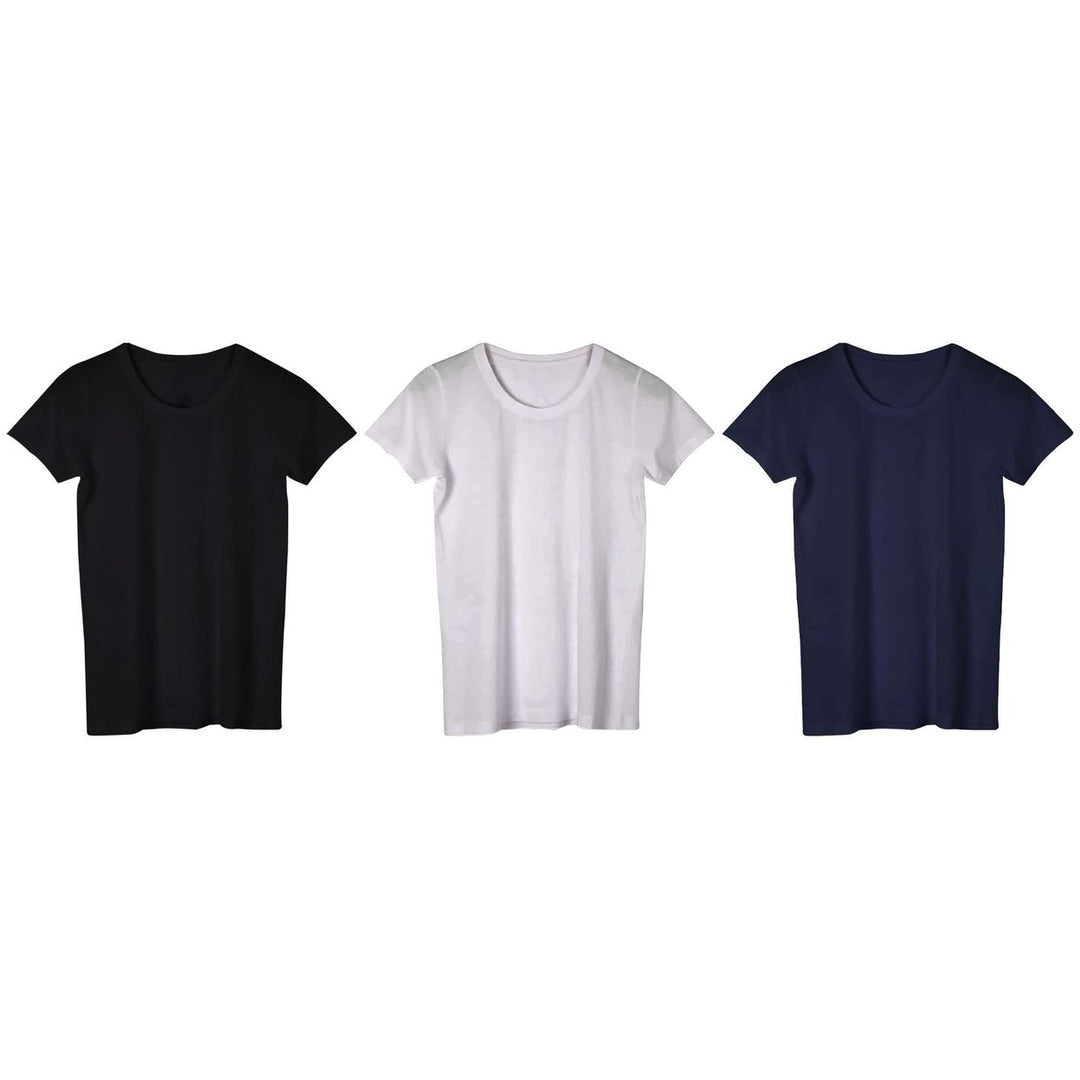 3-Piece Womens Short Sleeve T-Shirts Ultra-Soft Breathable Stretchy Cotton Blend Image 4