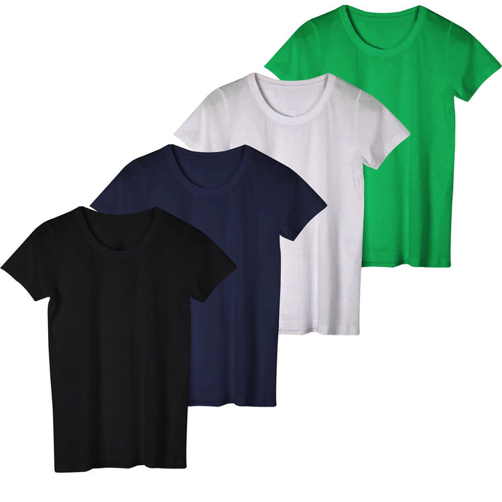 4-Piece Womens Ultra-Soft Breathable Short Sleeve T-Shirts Comfy Stretchy Size Image 2