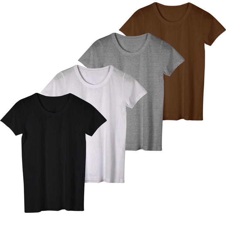 4-Piece Womens Ultra-Soft Breathable Short Sleeve T-Shirts Comfy Stretchy Size Image 3