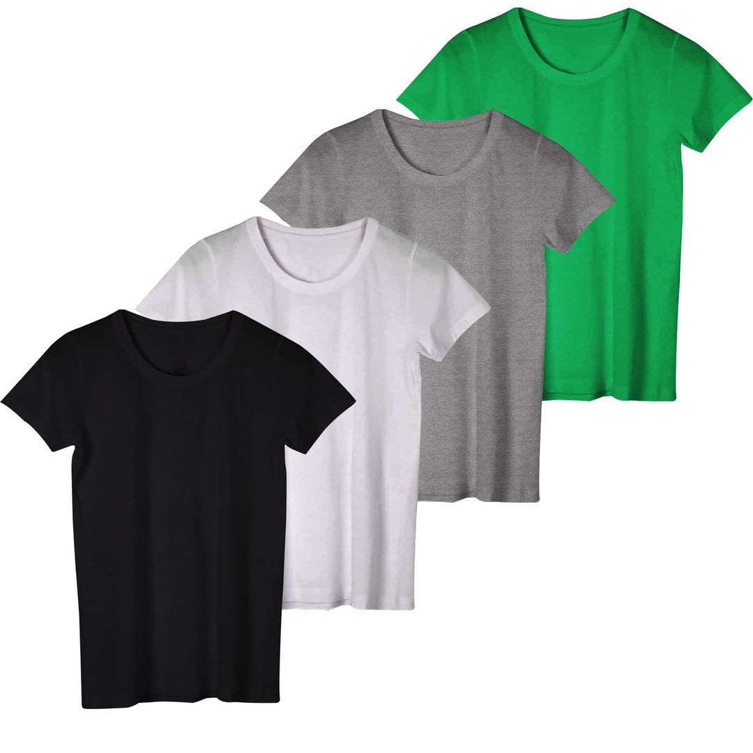 4-Piece Womens Ultra-Soft Breathable Short Sleeve T-Shirts Comfy Stretchy Size Image 4