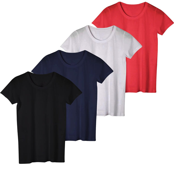 4-Piece Womens Ultra-Soft Breathable Short Sleeve T-Shirts Comfy Stretchy Size Image 4