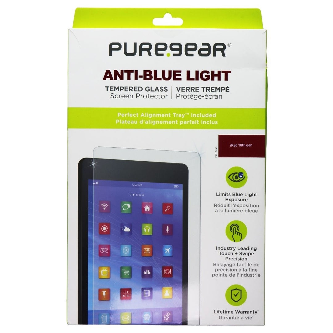 PureGear Anti-Blue Light Tempered Glass Screen Protector for Apple iPad 10th Gen Image 1