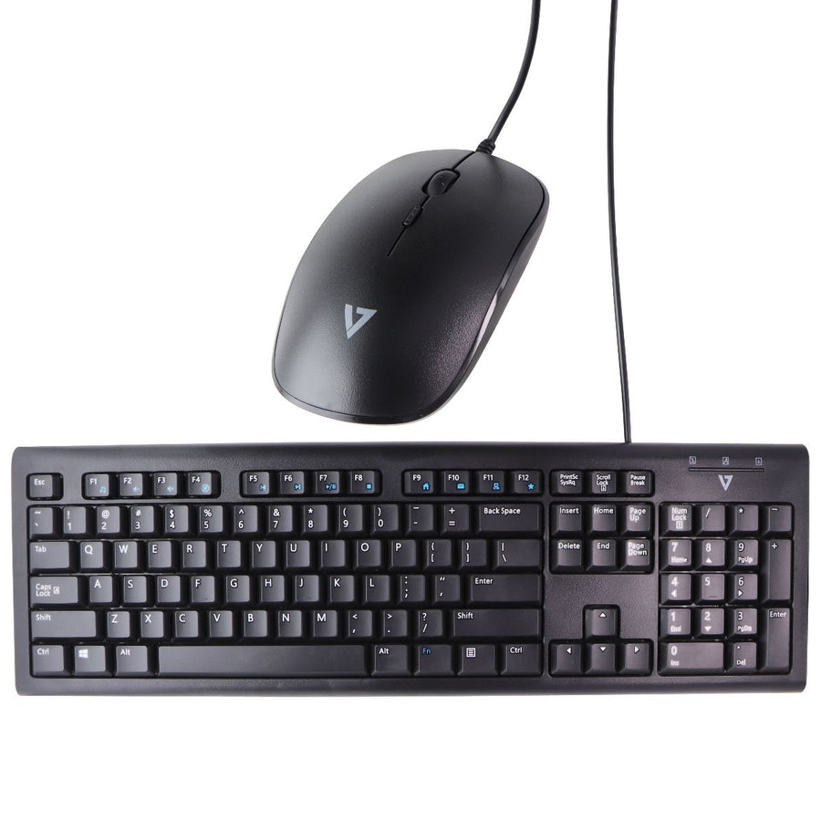 V7 USB Wired Full Size Keyboard and Mouse Combo - Black (CKU200US) Image 1