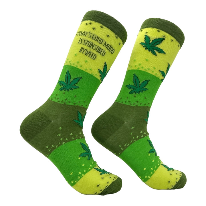 Mens Todays Good Mood Is Sponsored By Weed Socks Funny 420 Graphic Footwear Image 1