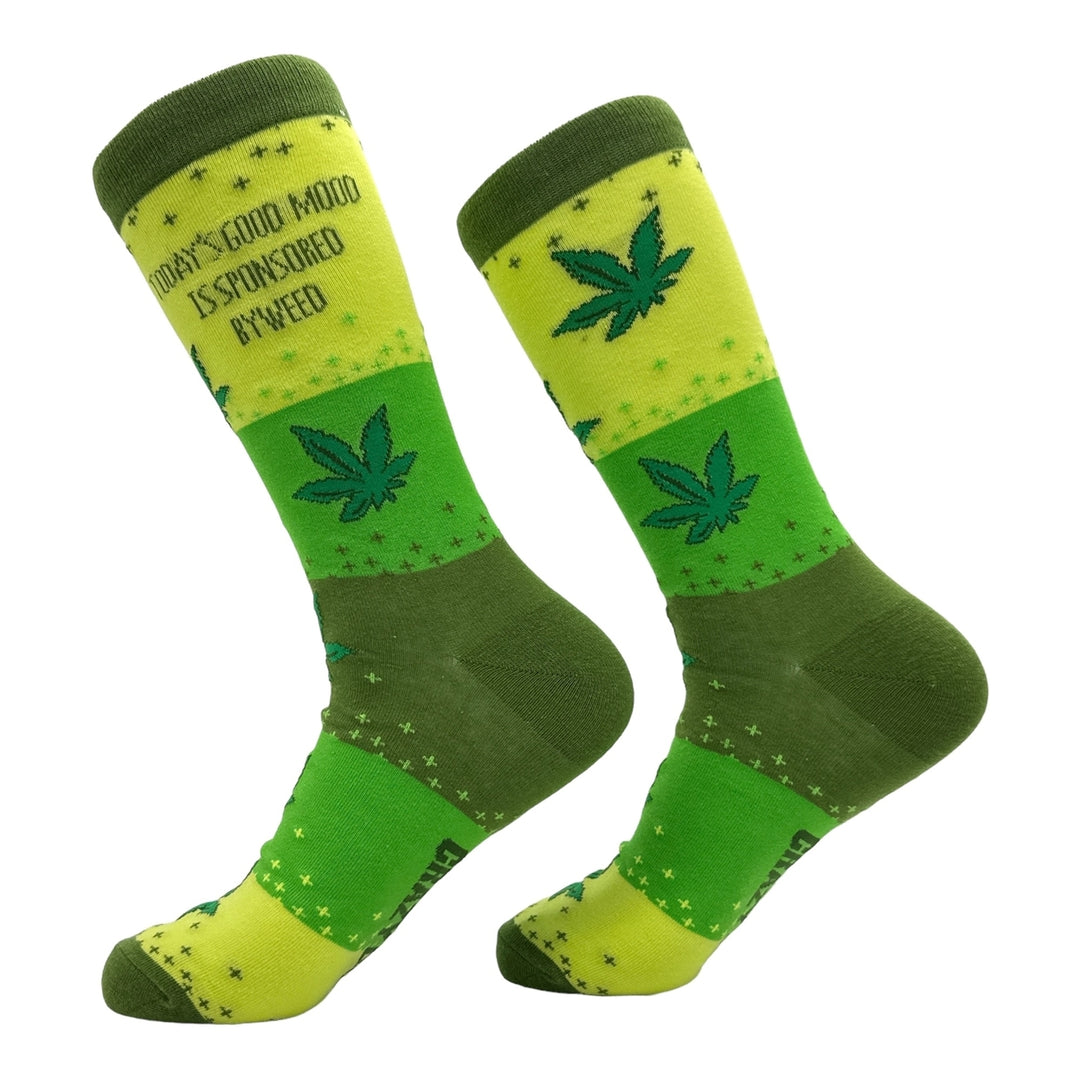 Mens Todays Good Mood Is Sponsored By Weed Socks Funny 420 Graphic Footwear Image 2