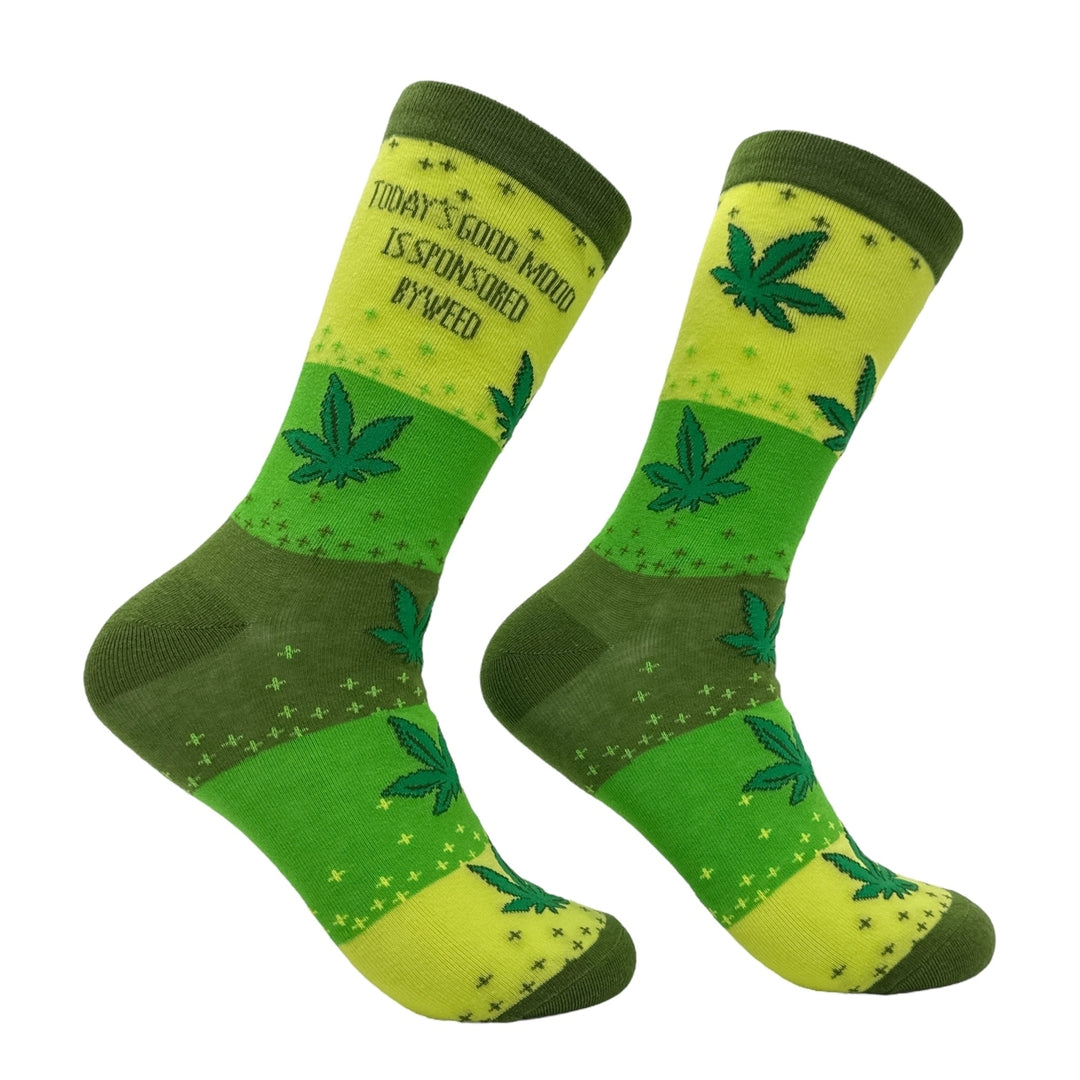 Womens Todays Good Mood Is Sponsored By Weed Socks Funny 420 Graphic Footwear Image 1