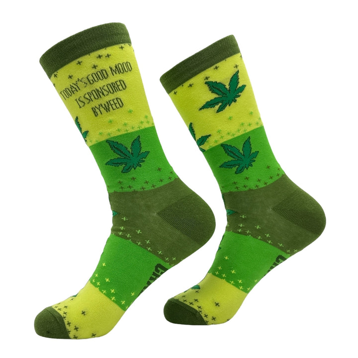 Womens Todays Good Mood Is Sponsored By Weed Socks Funny 420 Graphic Footwear Image 2