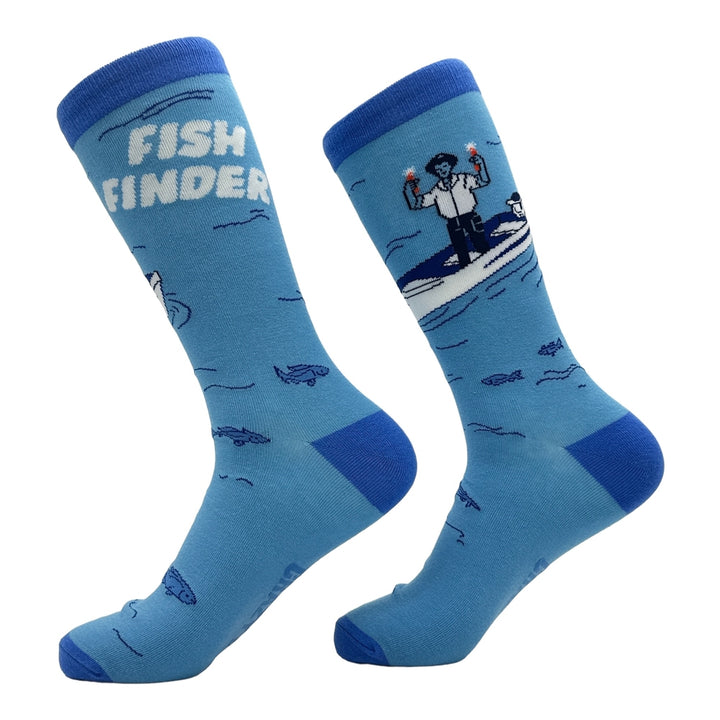 Mens Fish Finder Socks Funny Sarcastic Fishing Graphic Footwear Image 2