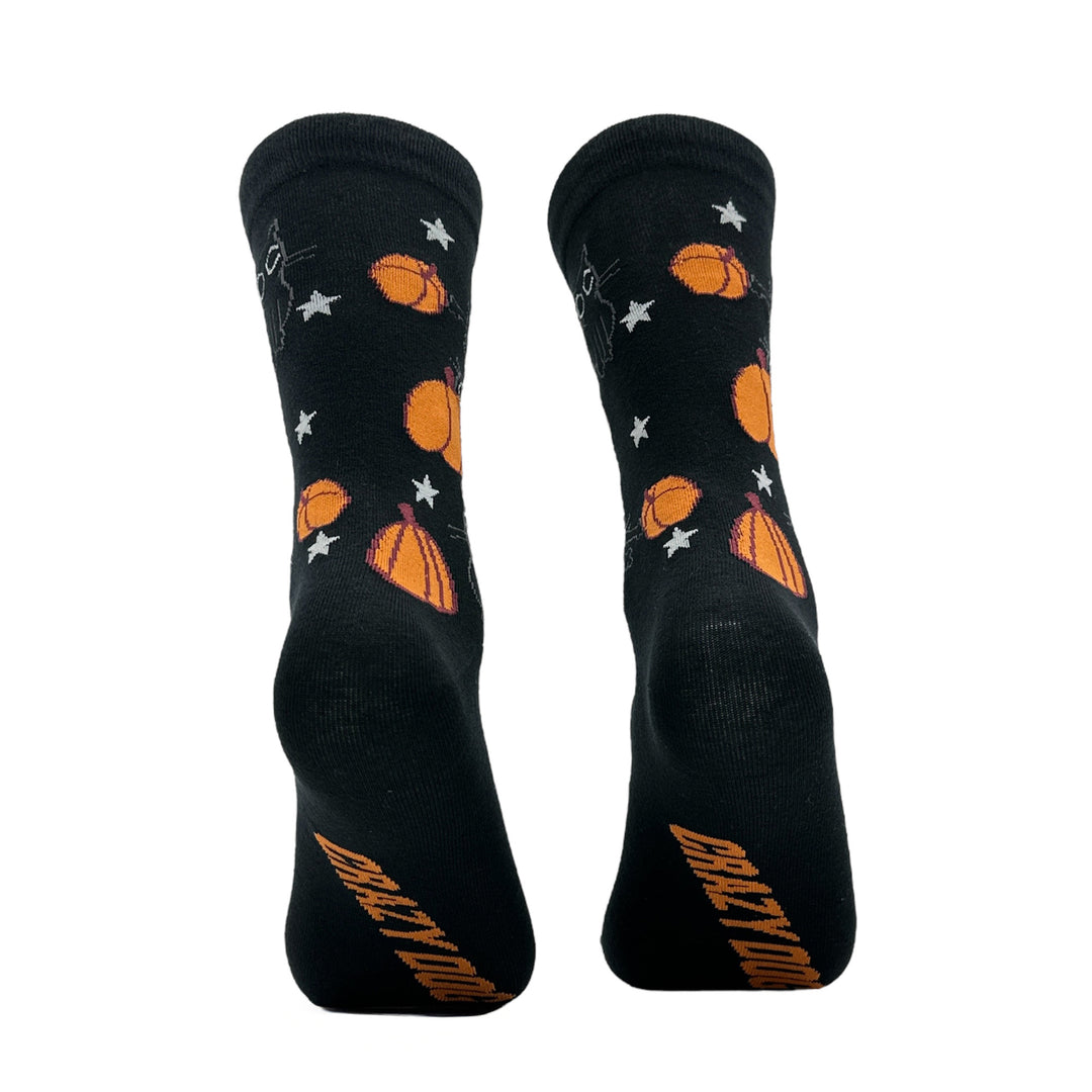 Womens Black Cat Pumpkin Socks Funny Cute Halloween Graphic Footwear Image 6