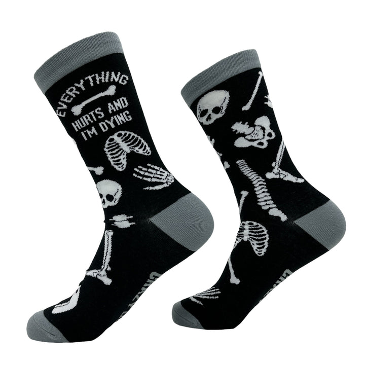 Womens Everything Hurts And Im Dying Socks Funny Sarcastic Skeleton Graphic Footwear Image 2