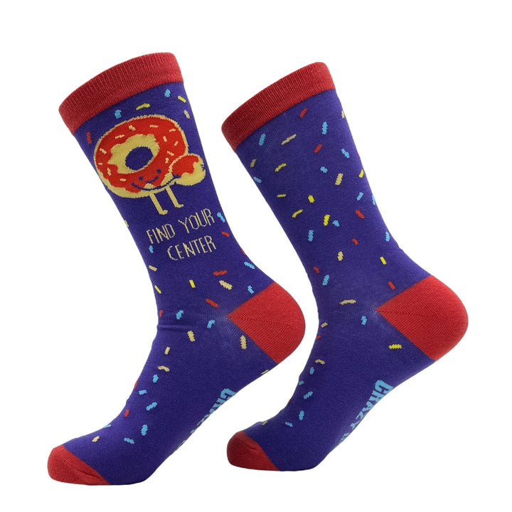 Womens Find Your Center Socks Funny Sarcastic Donut Graphic Footwear Image 2