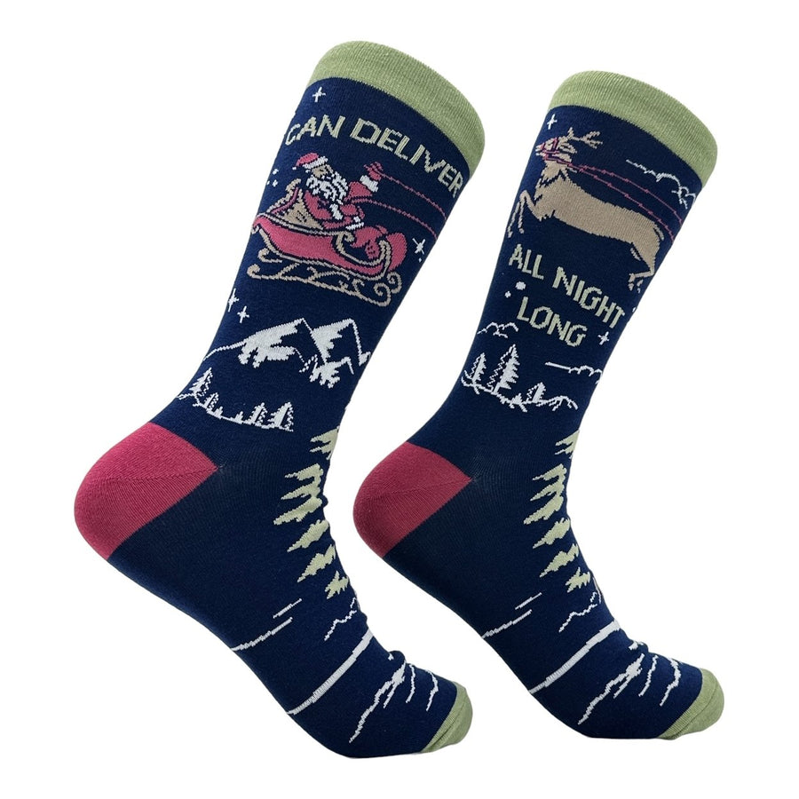 Mens I Can Deliver All Night Long Socks Funny Sarcastic Christmas Novelty Footwear Image 1