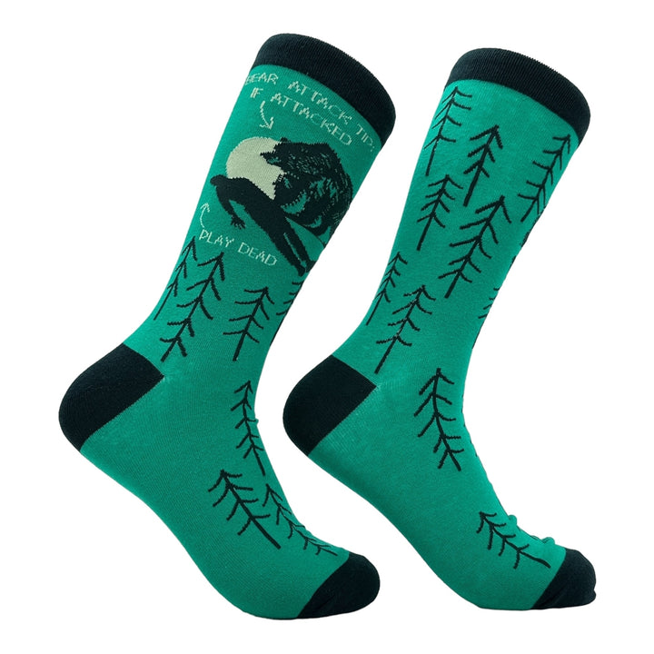 Mens Bear Attack Tip Socks Funny Sarcastic Camping Graphic Footwear Image 1