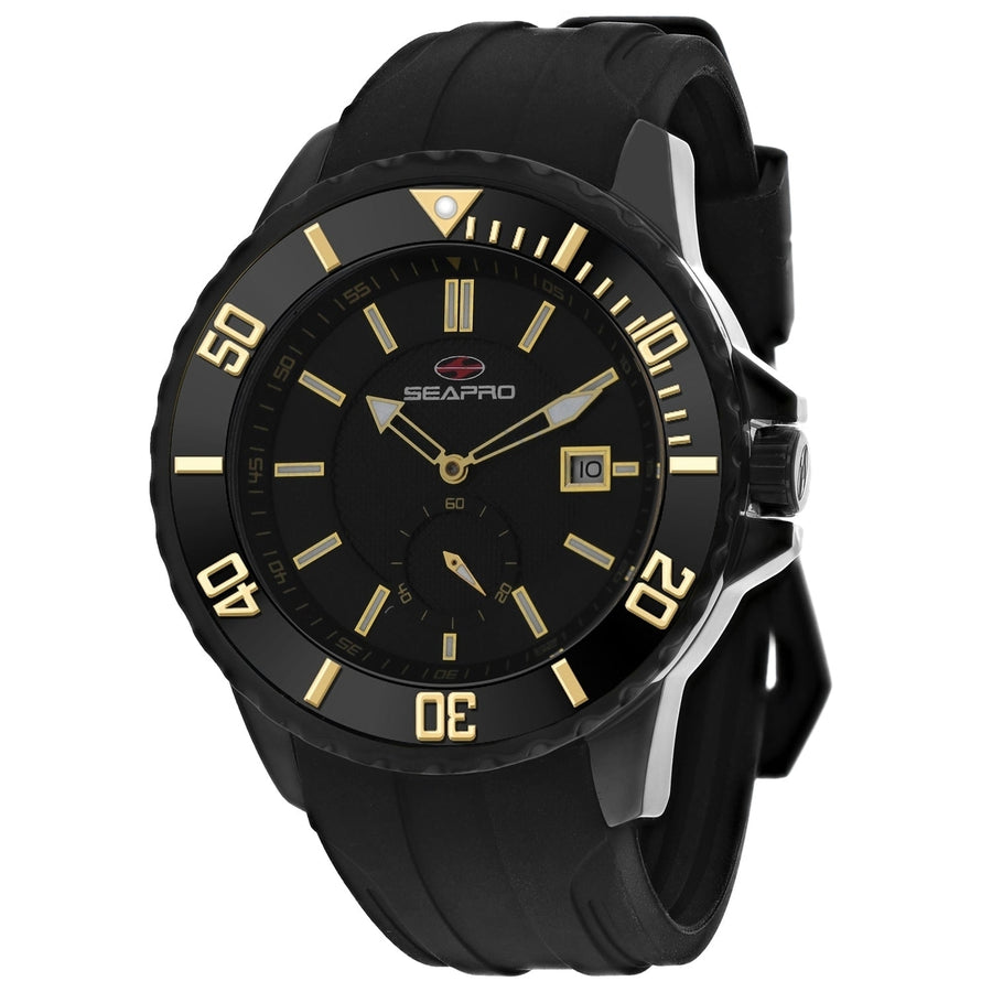 Seapro Mens Black Dial Automatic Watch SP0514 Stainless Steel Rubber Strap Image 1