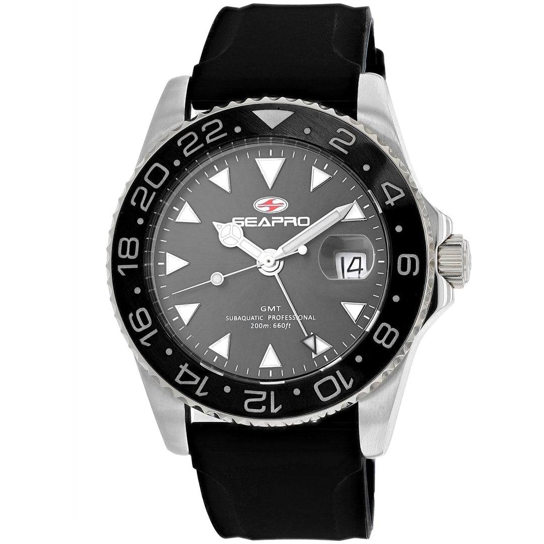 Seapro Grey Dial Quartz Watch SP0120 Stainless Steel Rubber Strap 200m Waterproof Image 1