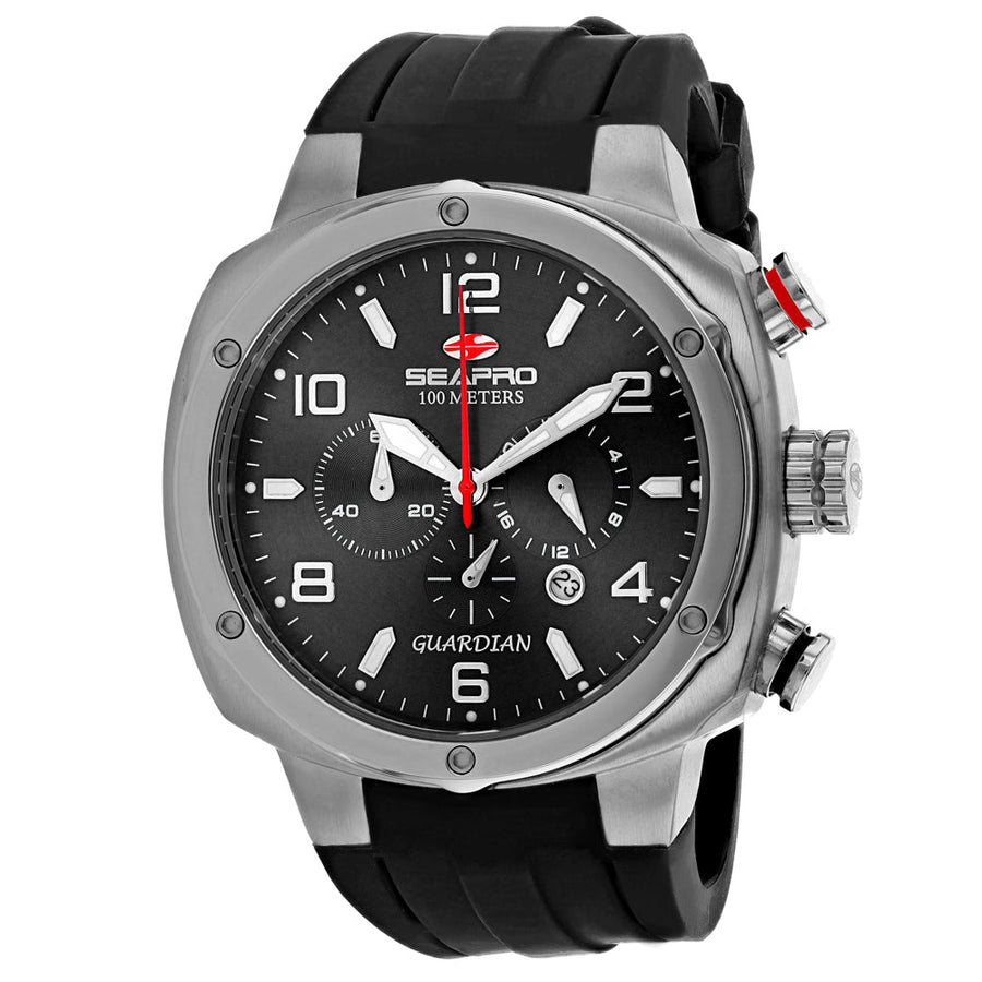 Seapro Mens Guardian Black Dial Watch SP3341 Stainless Steel Quartz Waterproof Image 1