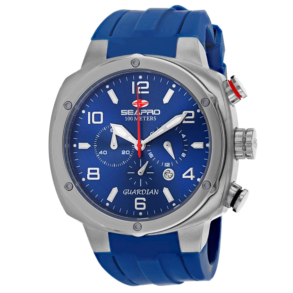 Seapro Mens Guardian Watch SP3343 Blue Dial Stainless Steel Silicone Strap 10 ATM Image 1