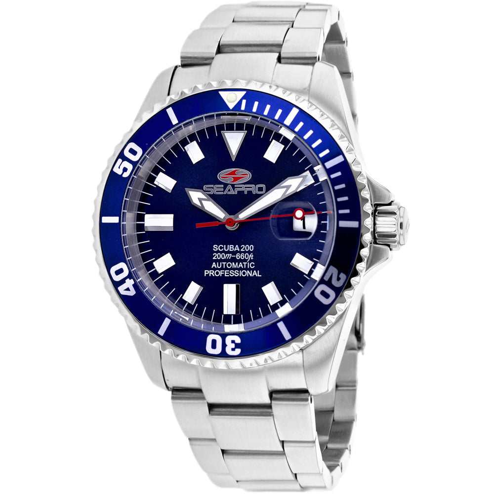 Seapro Mens Scuba 200 Blue Dial Automatic Watch SP4312 Stainless Steel 20 ATM Image 1