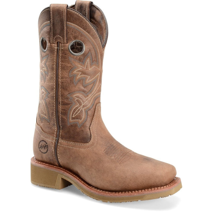 Double-H Boots Womens 11" Haddie Wide Square Composite Toe Roper Work Boot Brown/Cream - DH2411 8 CHESTNUT Image 1