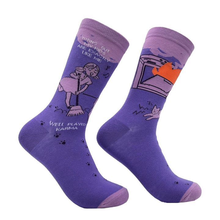 Womens Turns Out My Kids Are Just Like Me Well Played Karma Socks Funny Novelty Footwear Image 1