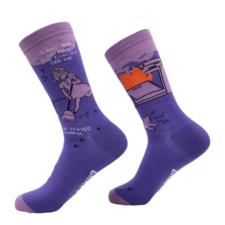 Womens Turns Out My Kids Are Just Like Me Well Played Karma Socks Funny Novelty Footwear Image 2