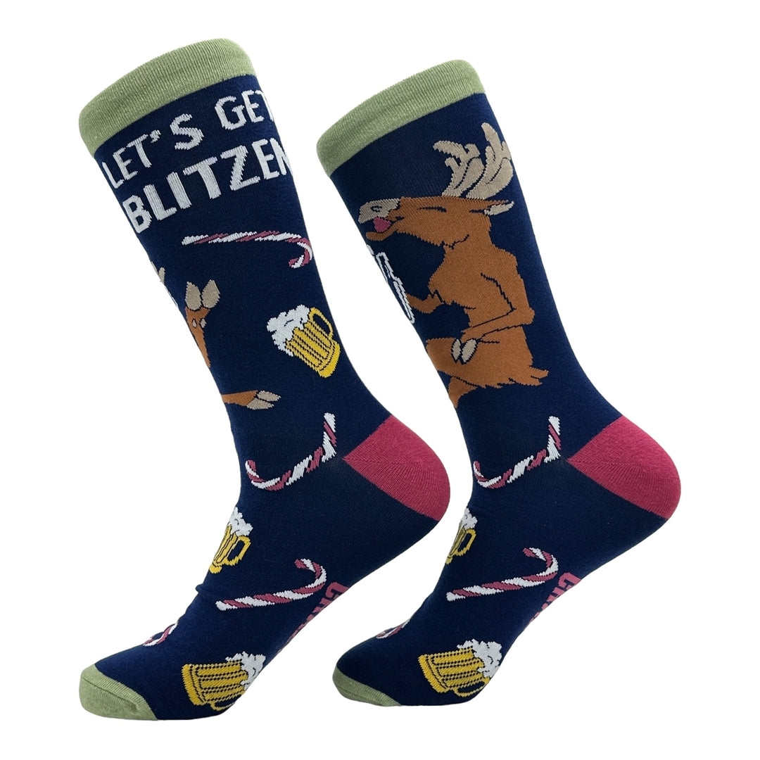 Mens Lets Get Blitzen Socks Funny Sarcastic Christmas Drinking Graphic Footwear Image 2