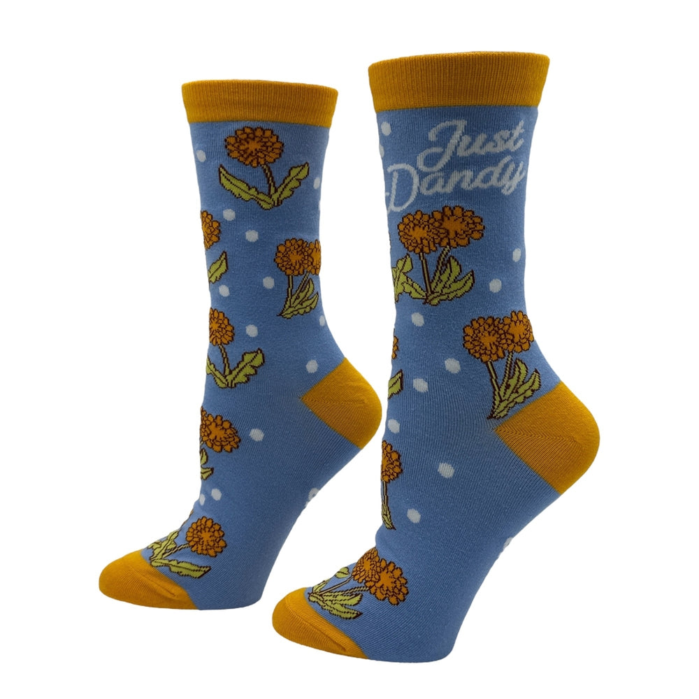 Womens Just Dandy Socks Funny Sarcastic Dandelion Graphic Footwear Image 2