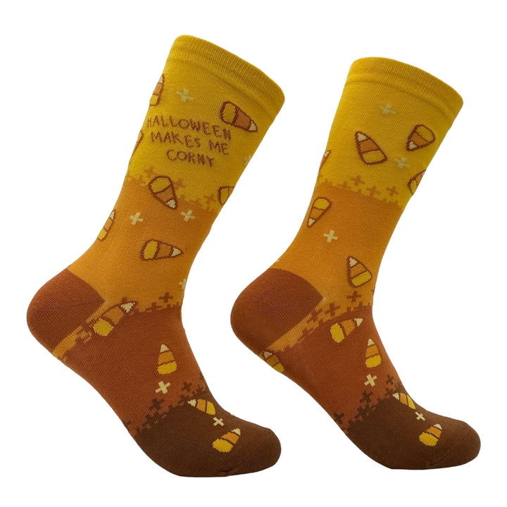 Womens Halloween Makes Me Corny Socks Funny Sarcastic Candy Graphic Footwear Image 1