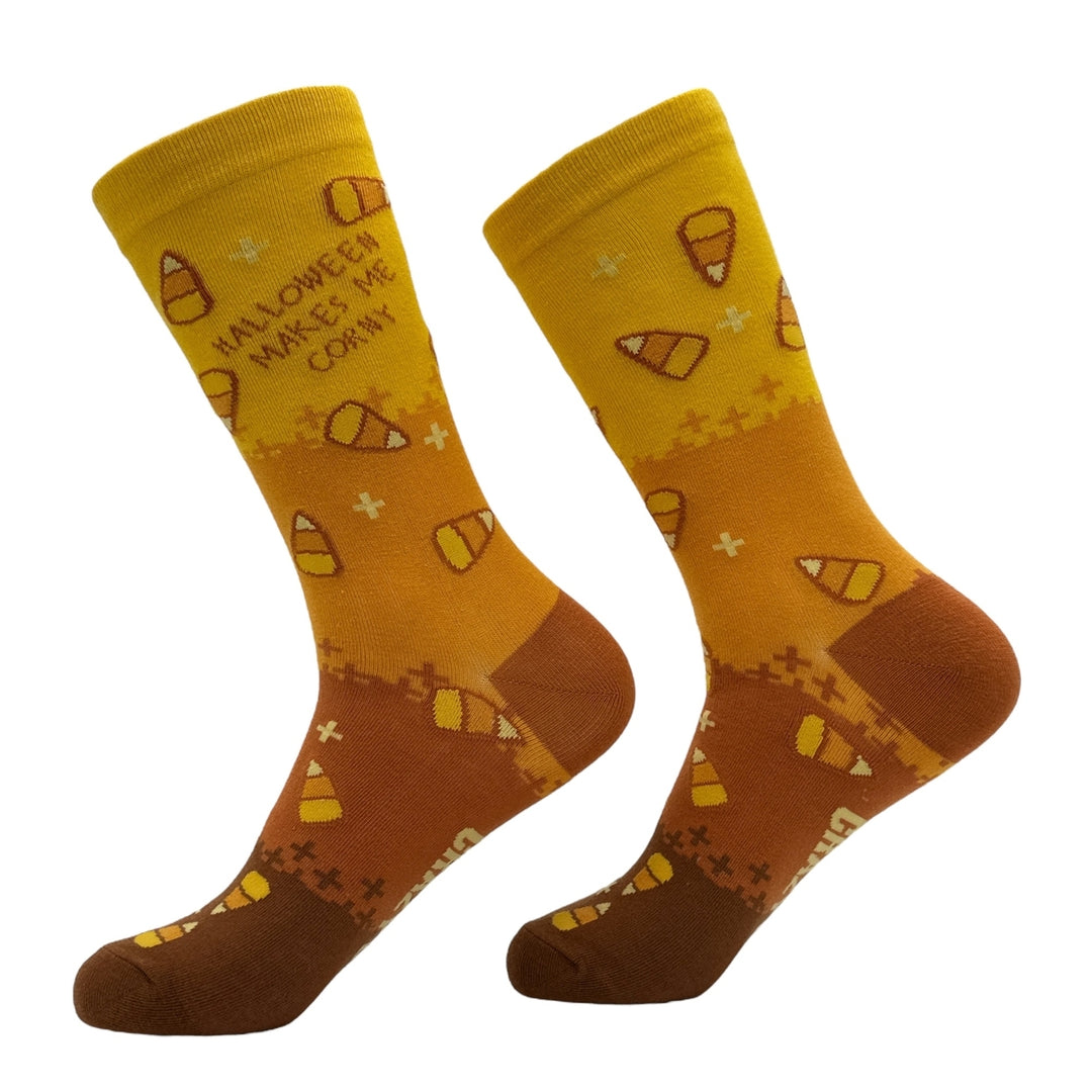 Womens Halloween Makes Me Corny Socks Funny Sarcastic Candy Graphic Footwear Image 2