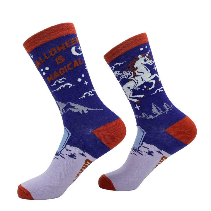 Womens Halloween Is Magical Socks Funny Sarcastic Creepy Unicorn Graphic Footwear Image 2