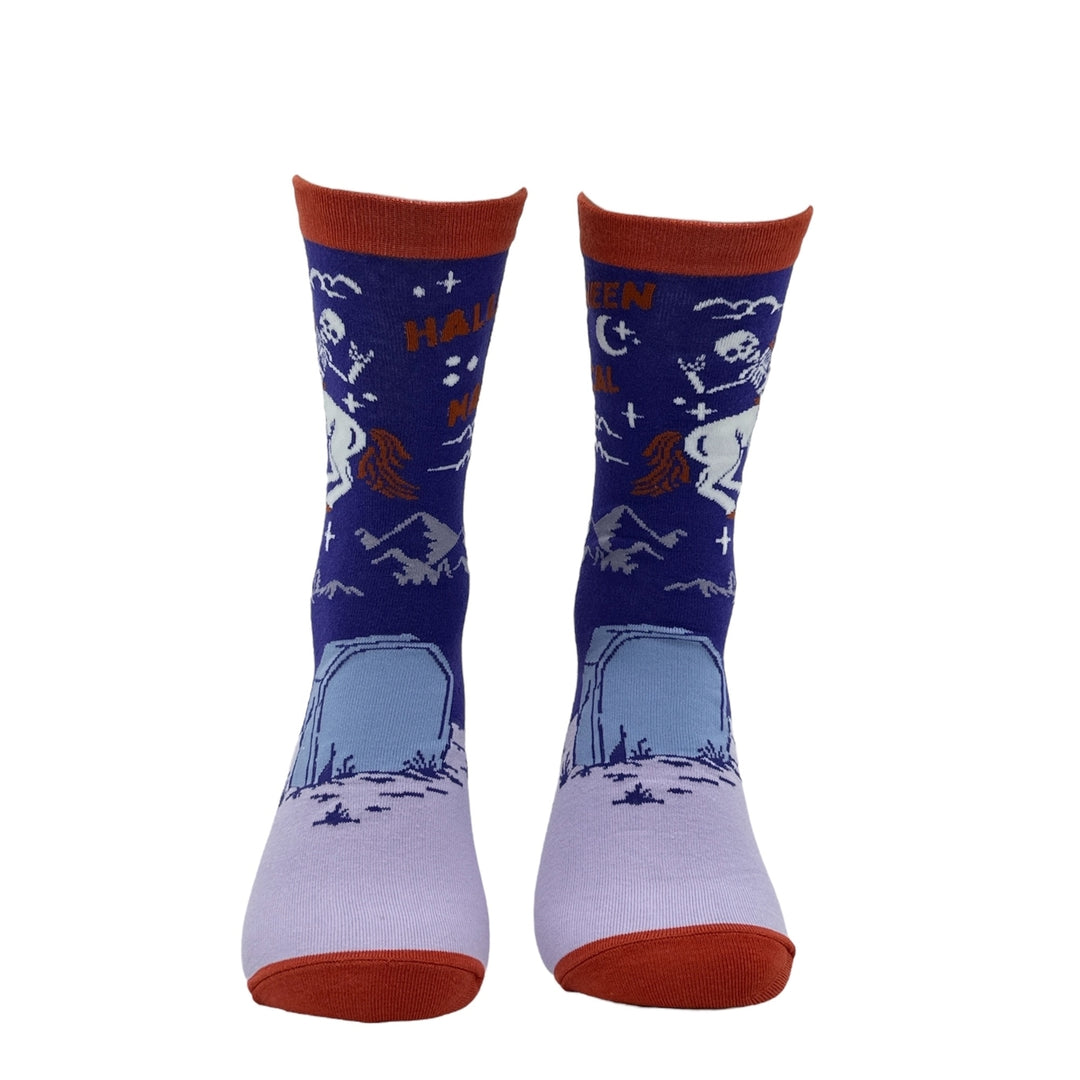 Womens Halloween Is Magical Socks Funny Sarcastic Creepy Unicorn Graphic Footwear Image 4