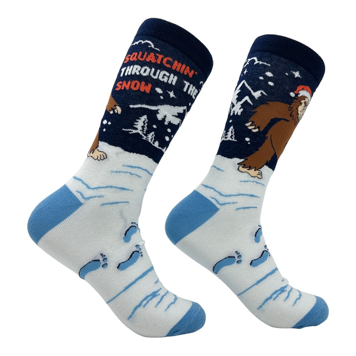 Mens Squatchin Through The Snow Socks Funny Sarcastic Christmas Novelty Footwear Image 1