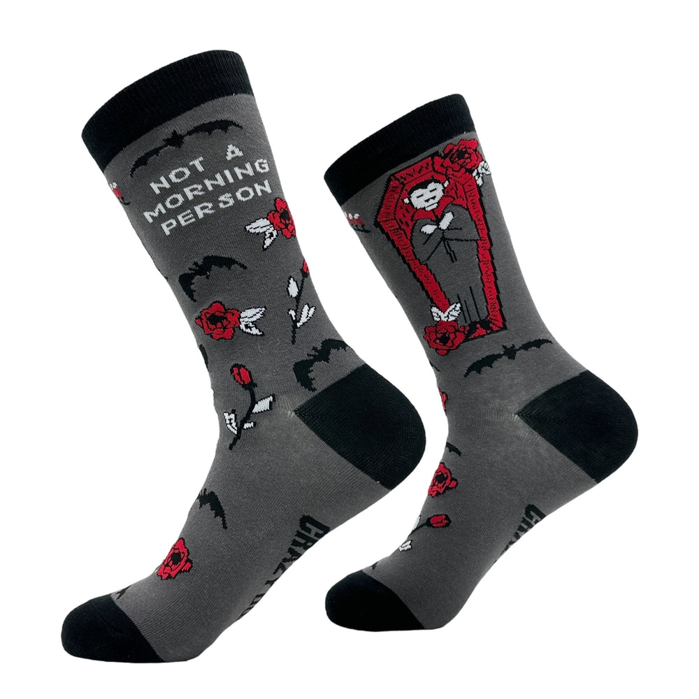 Womens Not A Morning Person Socks Funny Sarcastic Vampire Graphic Footwear Image 2