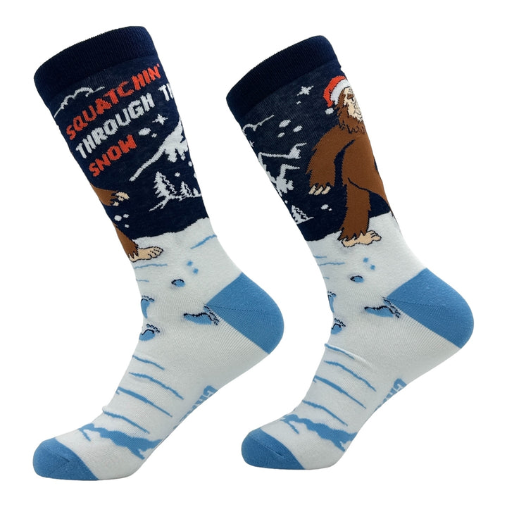 Mens Squatchin Through The Snow Socks Funny Sarcastic Christmas Novelty Footwear Image 2