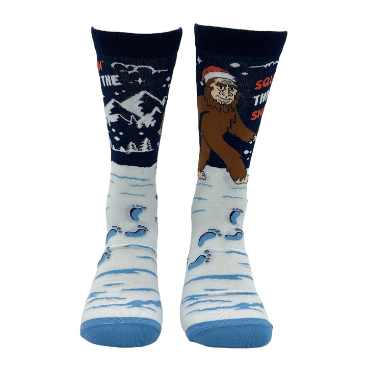 Mens Squatchin Through The Snow Socks Funny Sarcastic Christmas Novelty Footwear Image 4