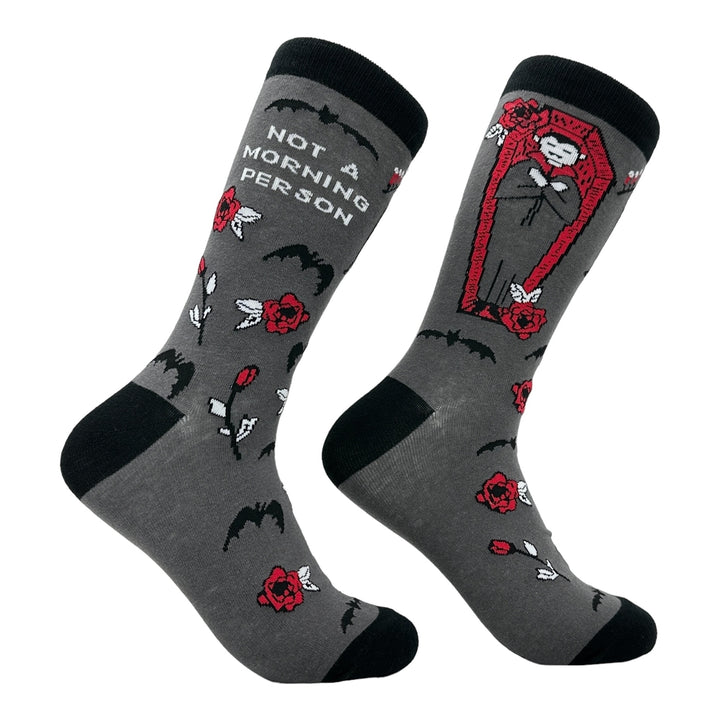 Mens Not A Morning Person Socks Funny Sarcastic Vampire Graphic Footwear Image 1