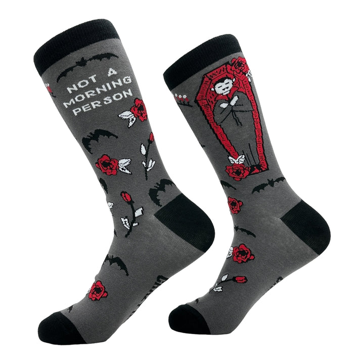 Mens Not A Morning Person Socks Funny Sarcastic Vampire Graphic Footwear Image 2