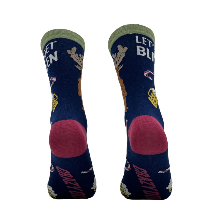 Womens Lets Get Blitzen Socks Funny Sarcastic Christmas Drinking Graphic Footwear Image 6