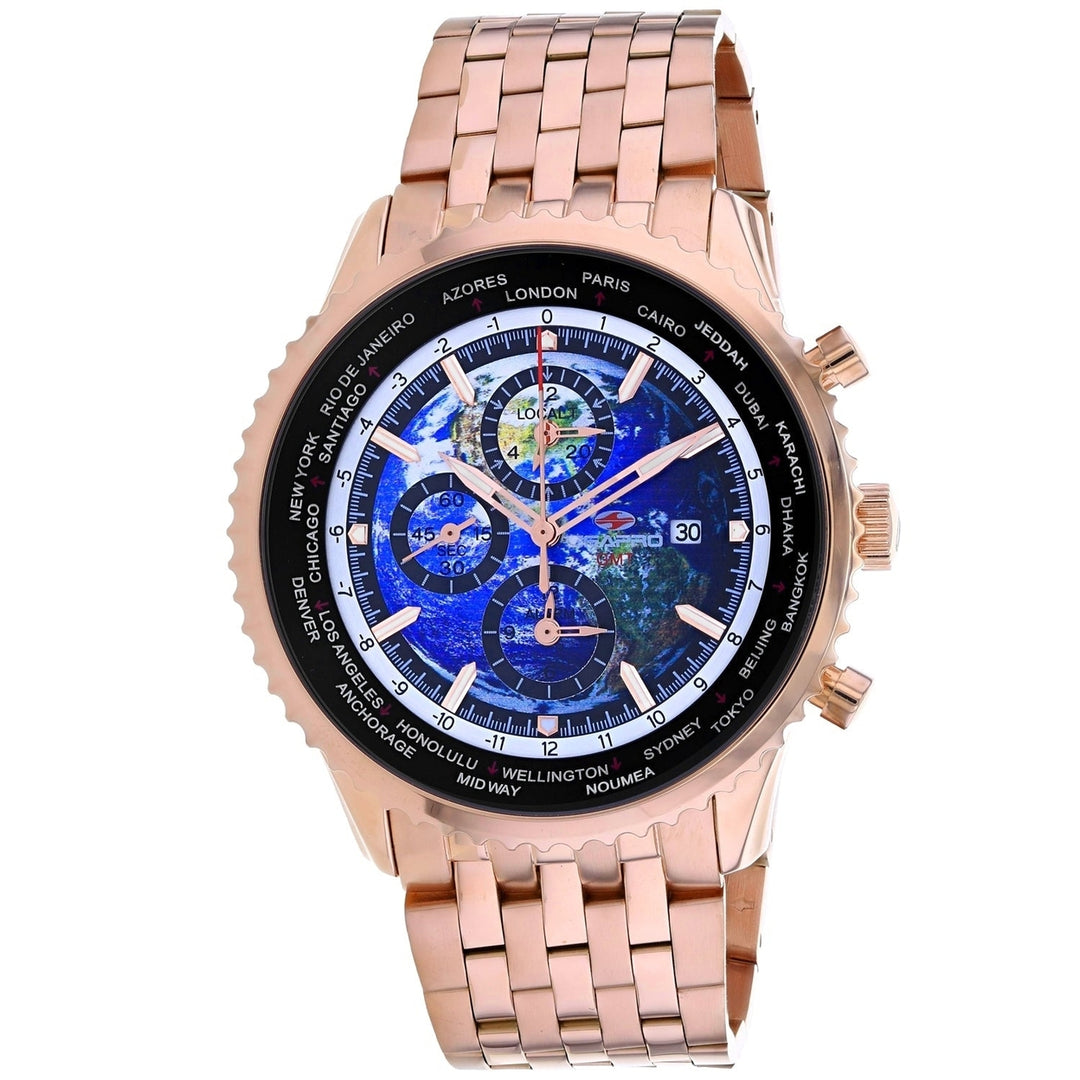 Seapro Meridian GMT Blue Dial Watch Stainless Steel SP7321 Quartz Water Resistant Image 1