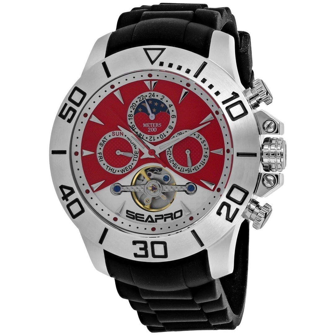 Seapro Montecillo Red and White Dial Automatic Watch SP5123 Stainless Steel Water Resistant Image 1