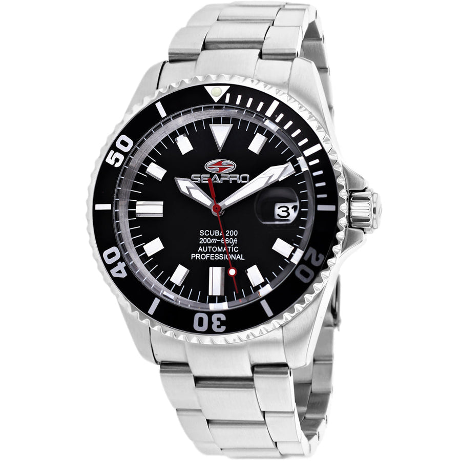 Seapro Mens Scuba 200 Black Dial Automatic Watch SP4311 Stainless Steel 20 ATM Image 1