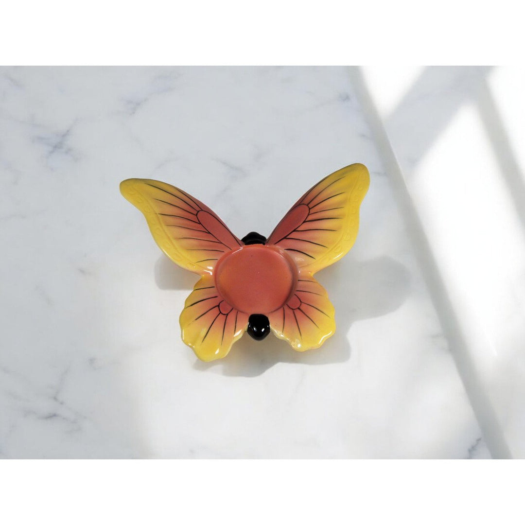 Ceramic Orange Butterfly Tealight Candle Holder 1 inch Image 1