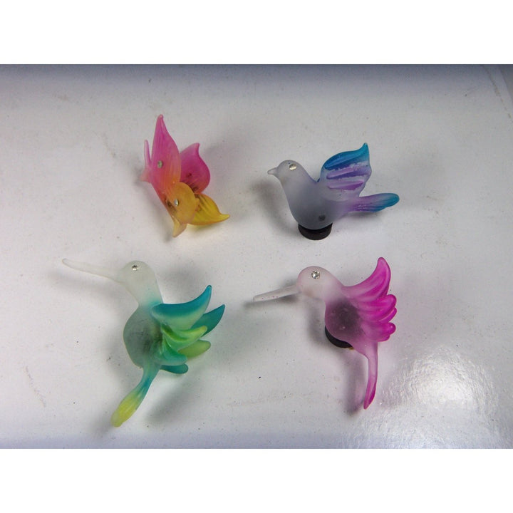 Glass Bird Magnets Hummingbirds Dove Butterfly Set of 4 Gift Image 3