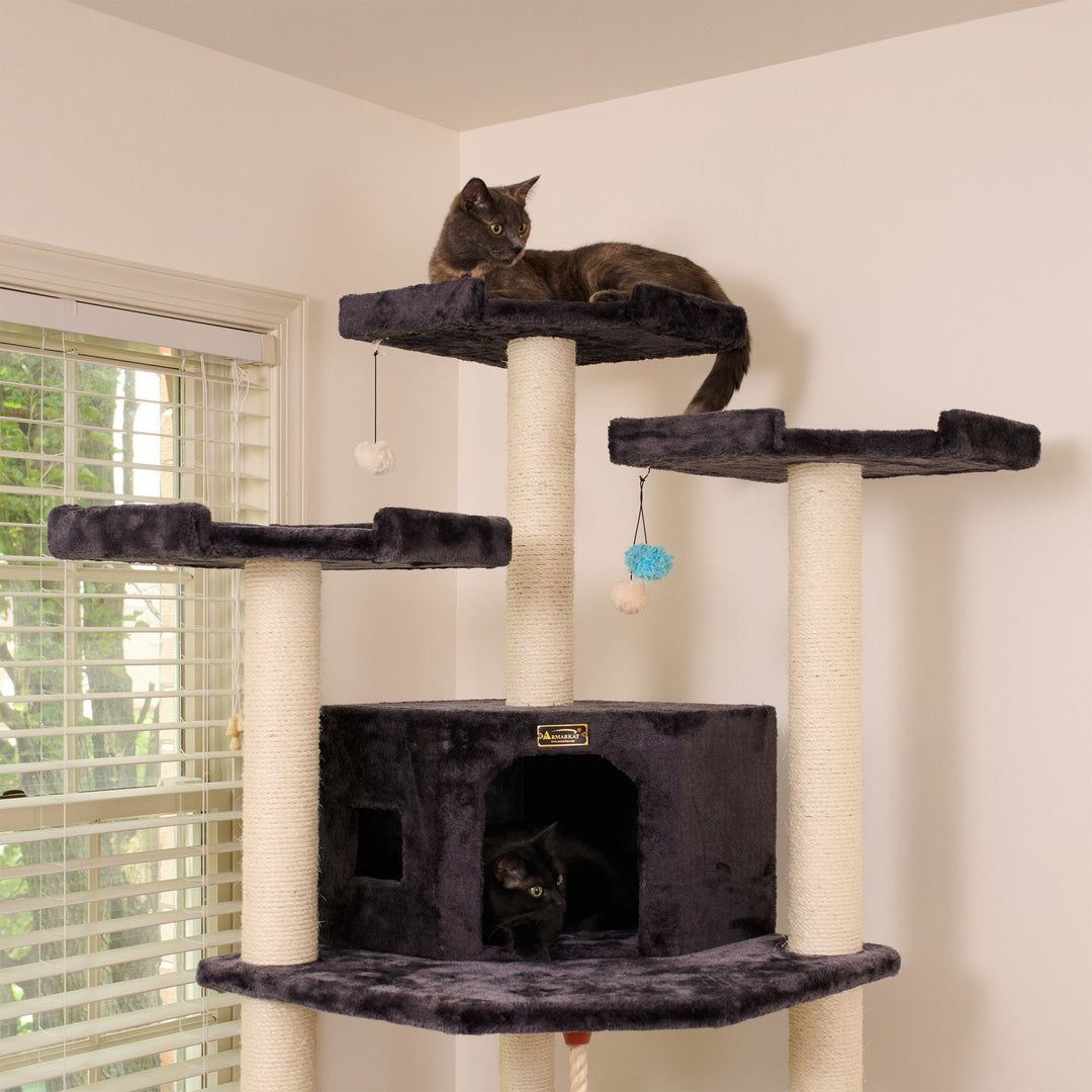 Armarkat 82" Multi-Cat Tree Condo Dark Gray 8202 Sturdy Faux faux Cat Tower Image 3