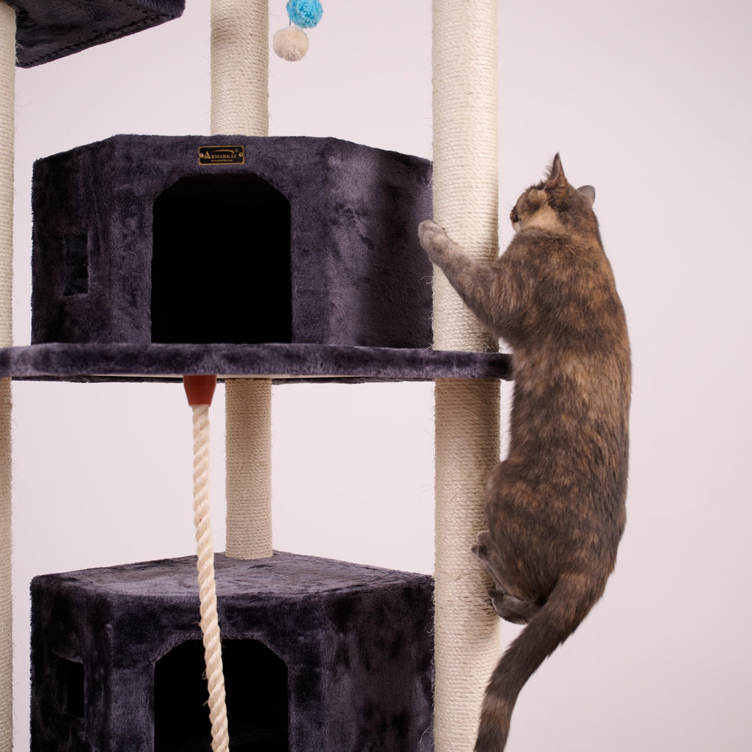 Armarkat 82" Multi-Cat Tree Condo Dark Gray 8202 Sturdy Faux faux Cat Tower Image 4