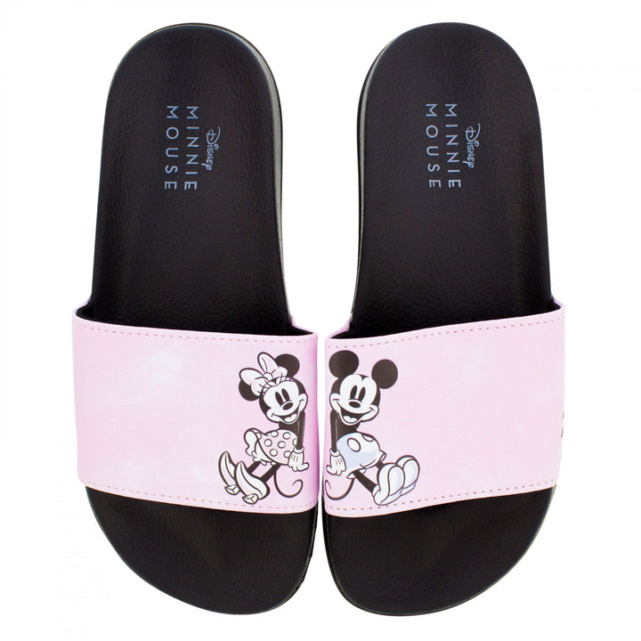 Minnie and Mickey Hanging Out Womens Flip Flop Slide Sandals Image 1