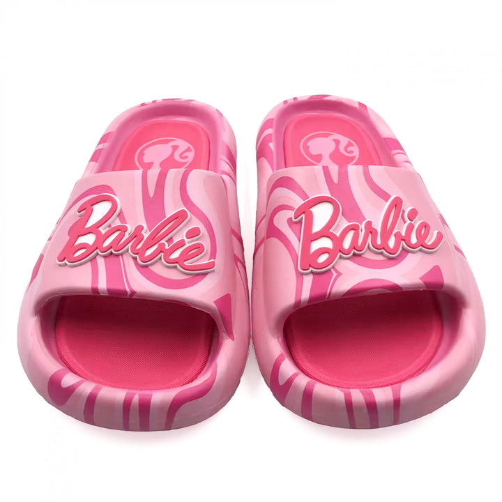 Barbie Bright Pink Logo Womens Flip Flop Slide Sandals Image 3