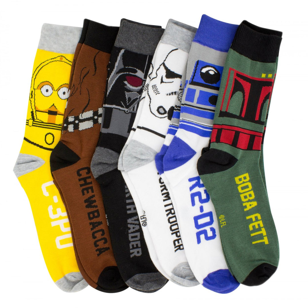 Star Wars Character Line Up 6-Pair Pack of Crew Socks Image 1