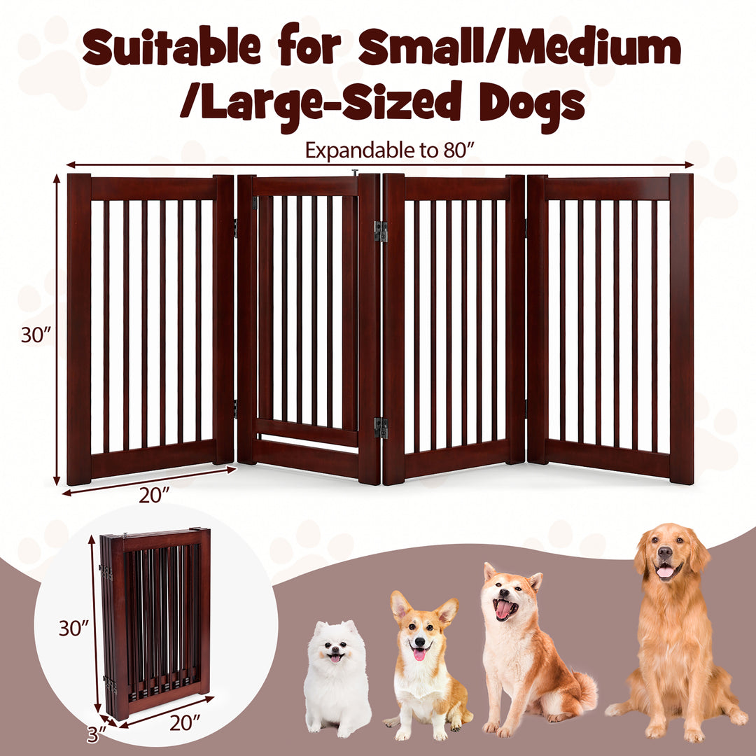 30 Configurable Folding Free Standing Wood Pet Dog Safety Fence w/ Gate Image 3