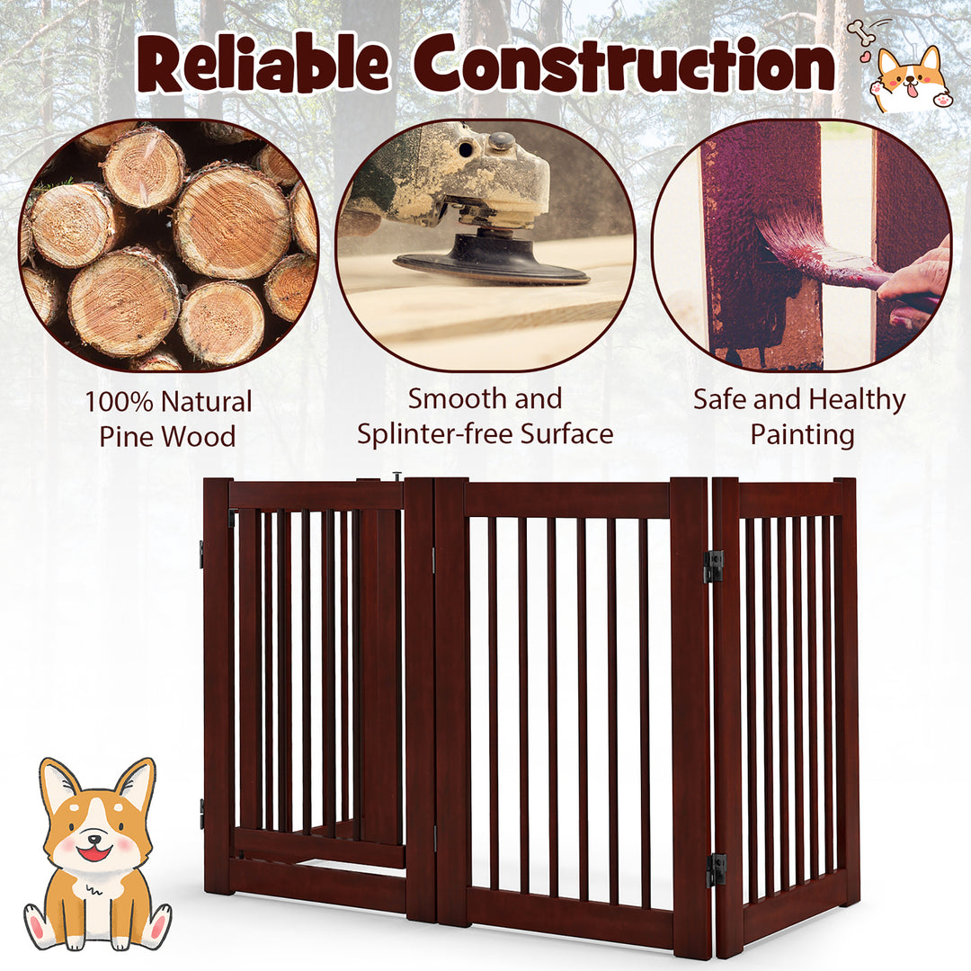 30 Configurable Folding Free Standing Wood Pet Dog Safety Fence w/ Gate Image 6